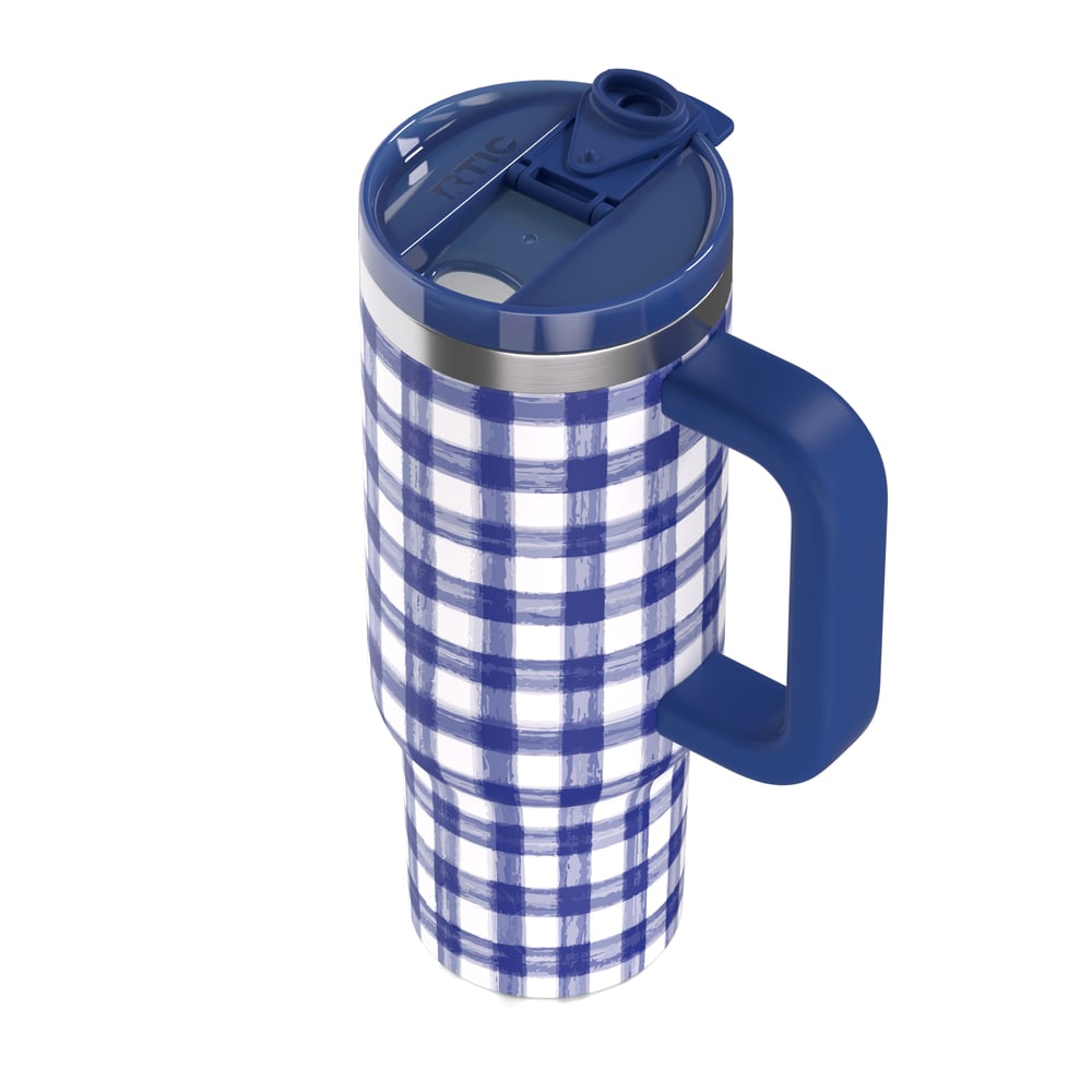 Road Trip Tumbler Cobalt Gingham - Image 6