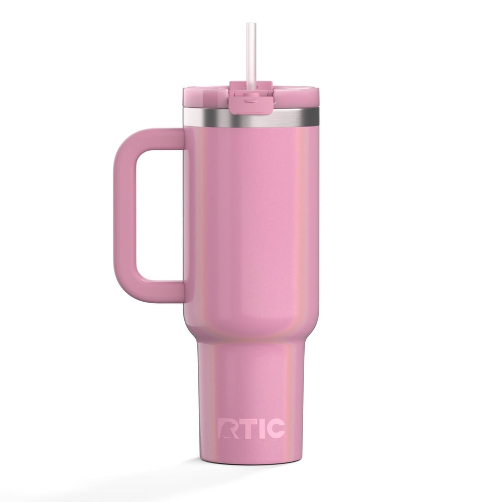 Road Trip Tumbler Dusty Rose Glitter