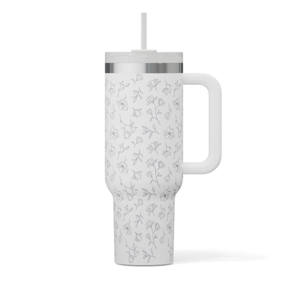 Road Trip Tumbler White Magnolias - Image 7