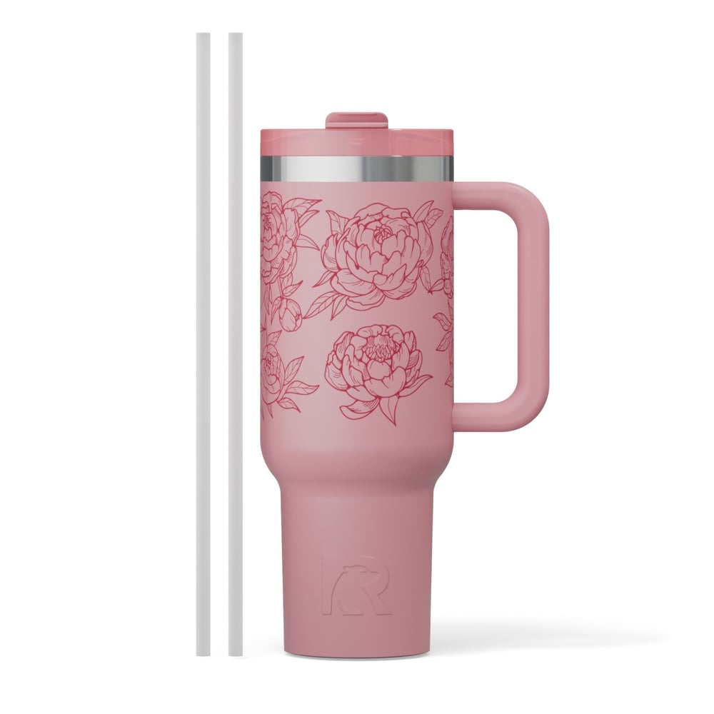 Road Trip Tumbler Pink Peonies - Image 2