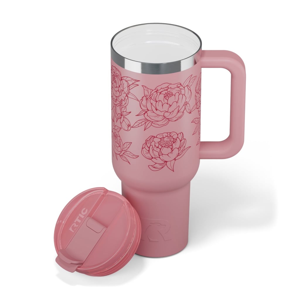 Road Trip Tumbler Pink Peonies - Image 3