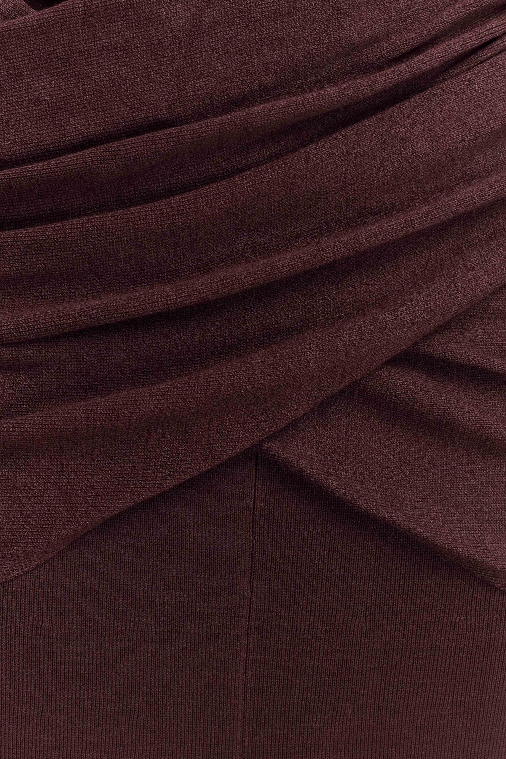 Reama Wrap Over Knit Maxi Dress - Chocolate - Image 4
