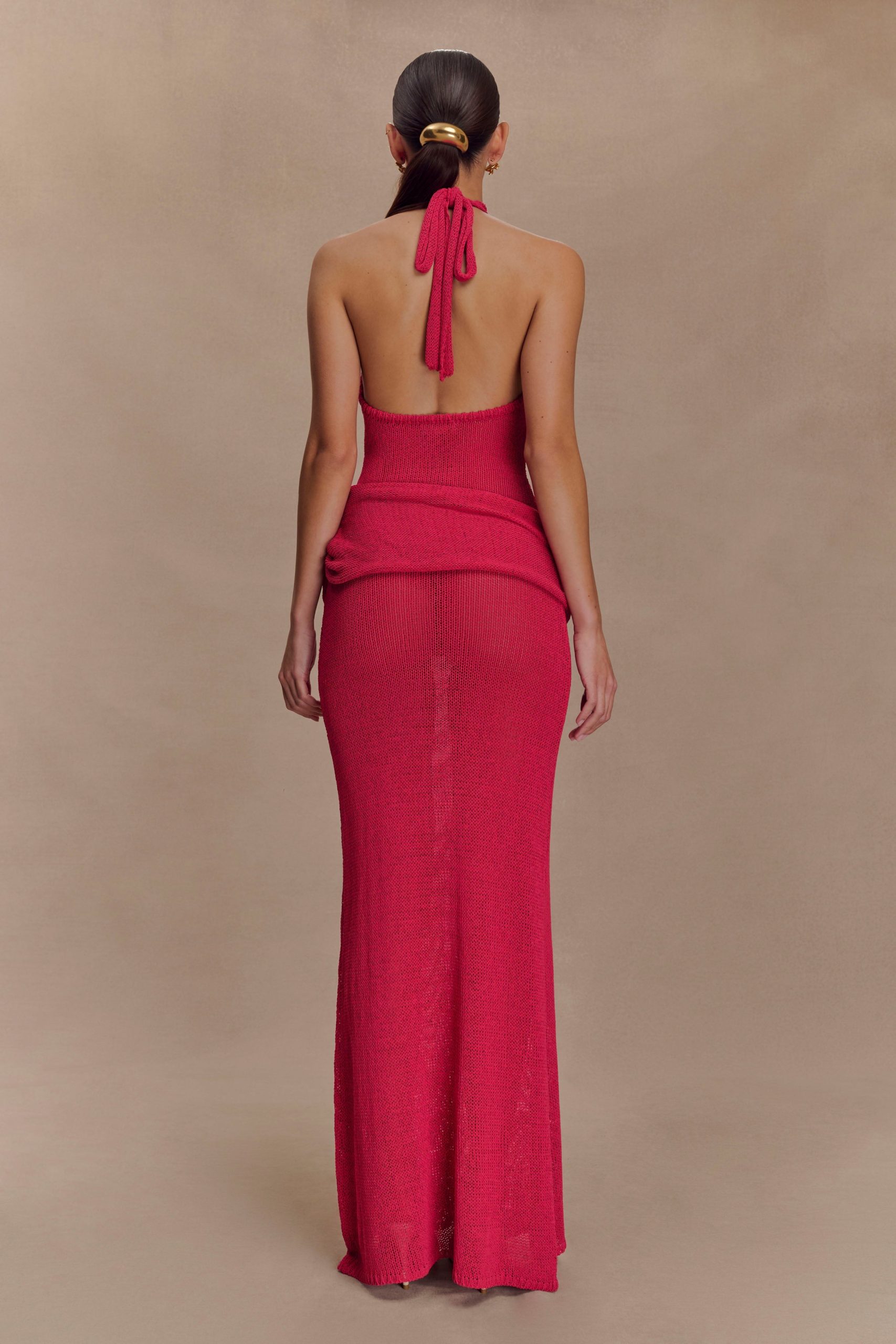 Reece Halter Knit Maxi Dress - Dragonfruit - Image 2